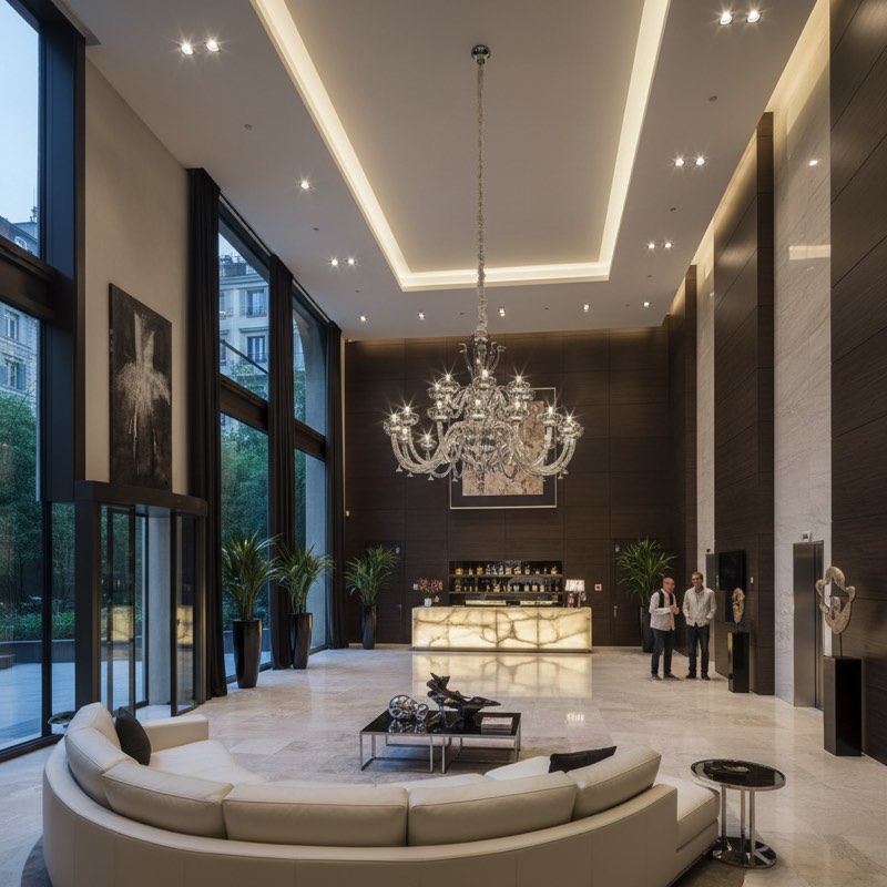 Lampadario Murano per lobby hotel di lusso