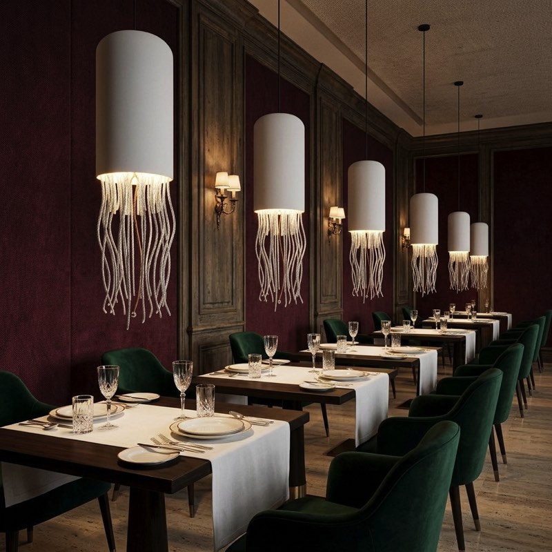 Illuminazione vetro Murano per ristorante stellato